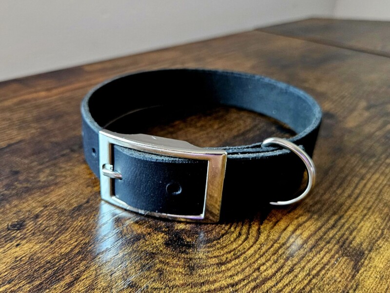 Kožený obojek s přezkou černý