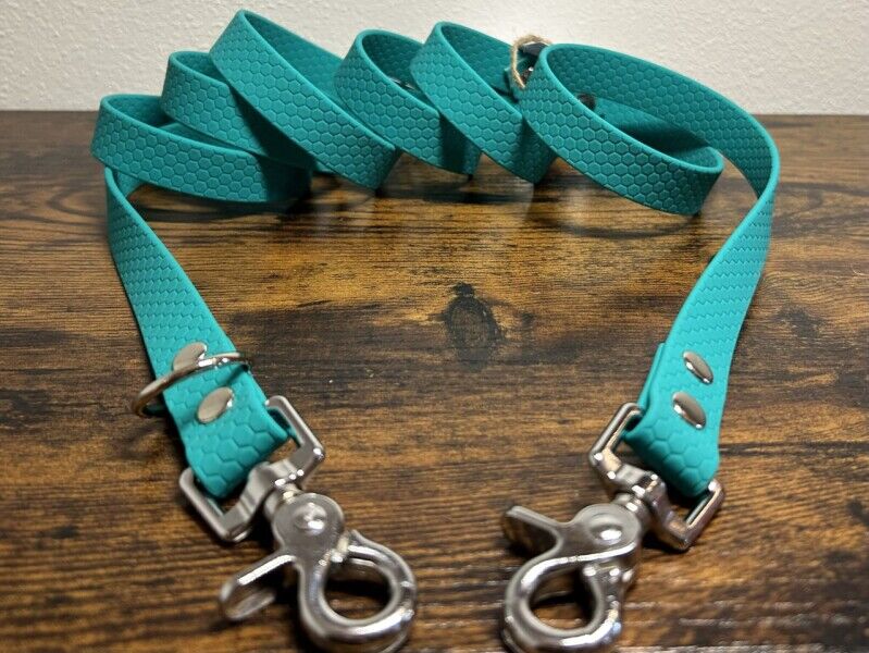 HEXA přepínací vodítko modrozelené s vypouštěcími karabinami  